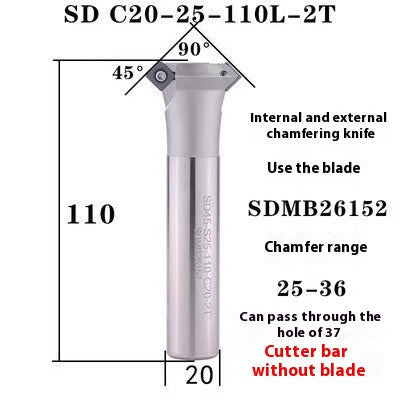 6037 45 degree inside and outside positive and negative chamfering cutter CNC rounding chamfering cutter SD SPK upper and lower bore reverse pull chamfering cutter bar Shandong Denso Pricision Tools Co.,Ltd.